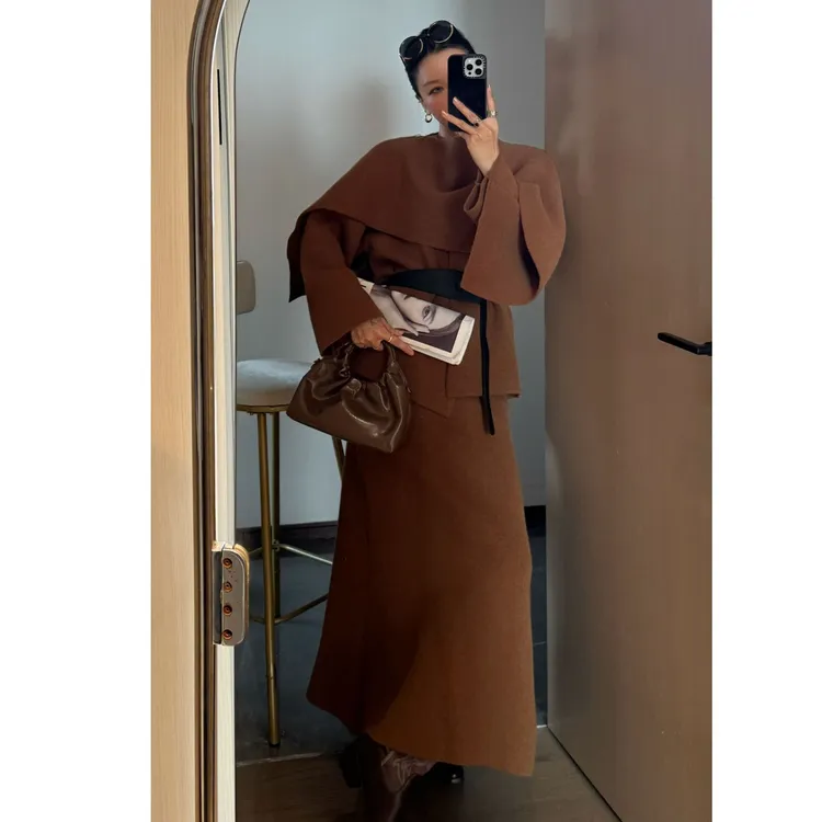 简约通勤韩版瑞丽风时尚套装简约大气送腰带大气气质休闲