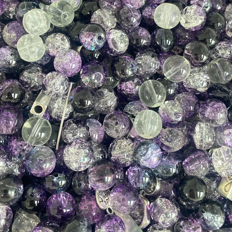 【库洛米】手工琉璃珠手链珠子diy手链串珠紫色混珠挂饰混色散珠子