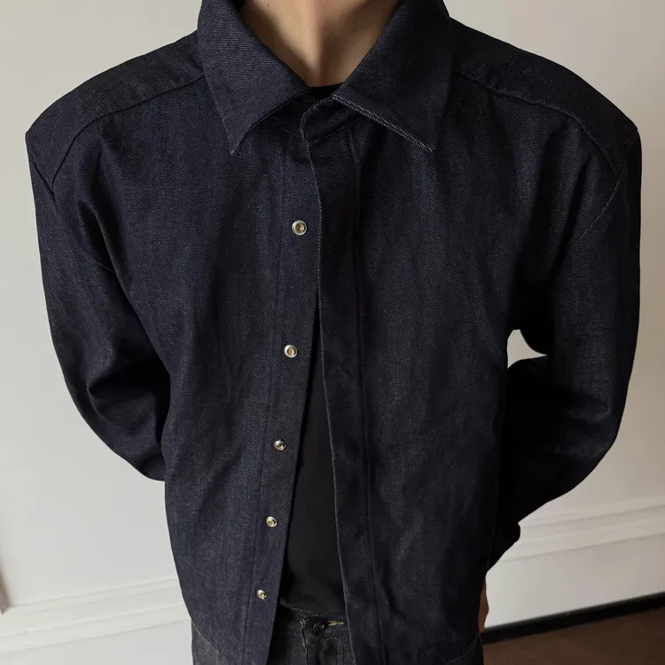 ''TZG''2025AW限定14OZ脱浆软化固色立体剪裁原牛牛仔夹克外套