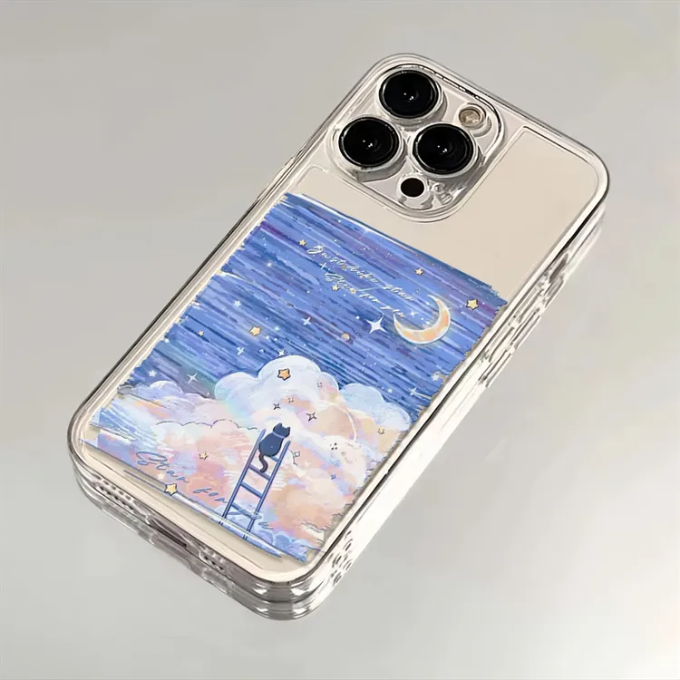 油画风月亮猫适用苹果iPhone16pro小米15华为P70手机壳13太空12MT