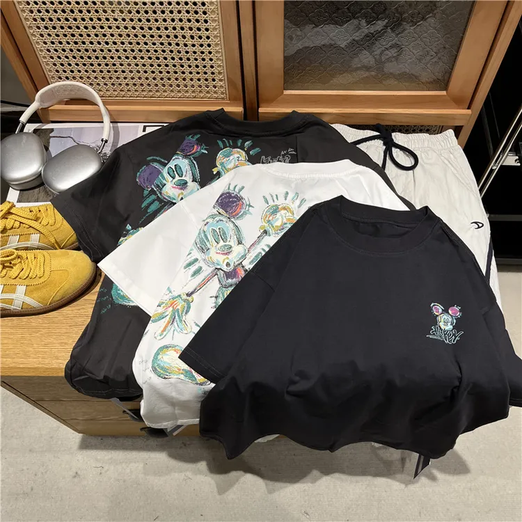 1吴小越w1342男童夏款米奇无感数码印花冰感棉t恤短袖中大童打底