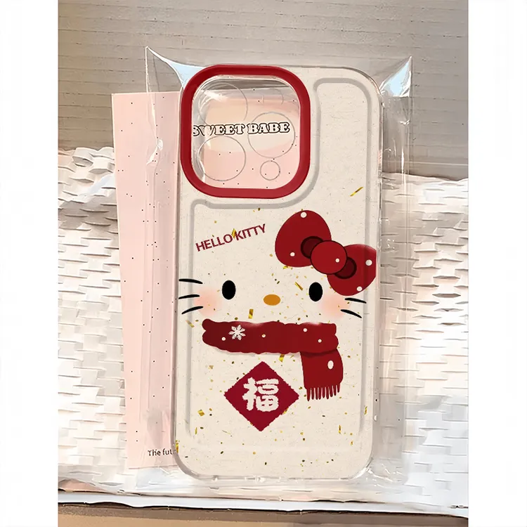 BANCA围巾福字Kitty适用iPhone16/15手机壳苹果华为vivo小米oppo