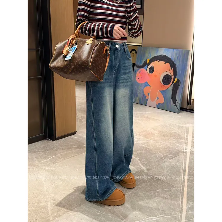 |王牌牛仔裤|水洗阔腿牛仔 宽松阔腿 秋冬款百搭K1731  