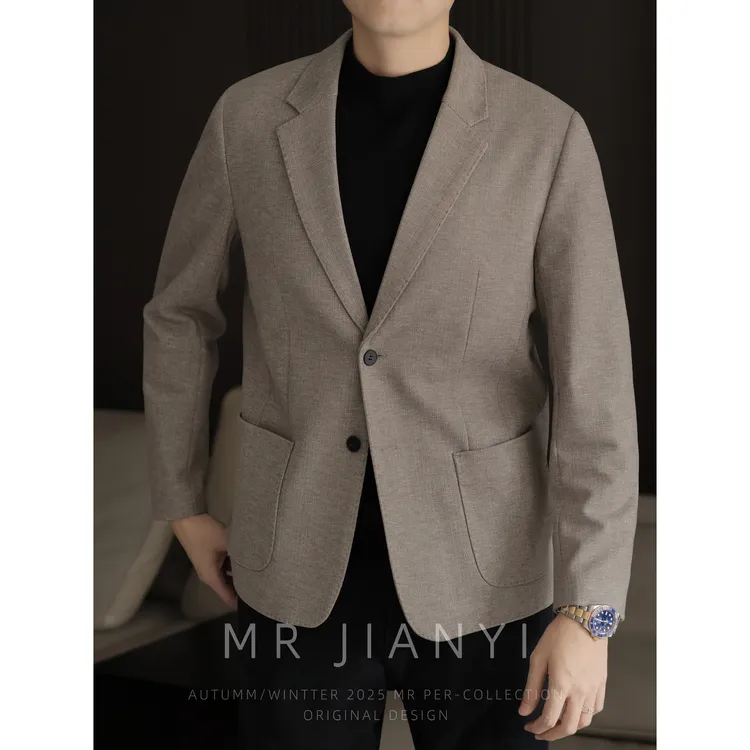 MR JIANYI   冬季「睿动绅情」珠边设计呢料休闲西服商务西装外套男