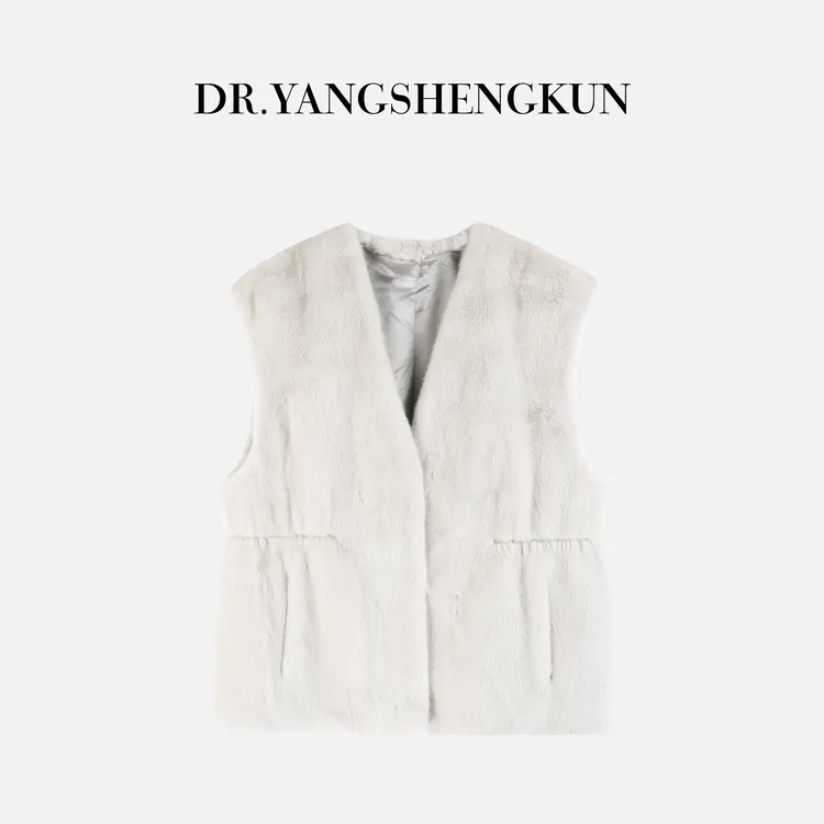 杨圣坤2025冬季新品丹麦进口紫金级V领无袖水貂毛马夹EY25101106