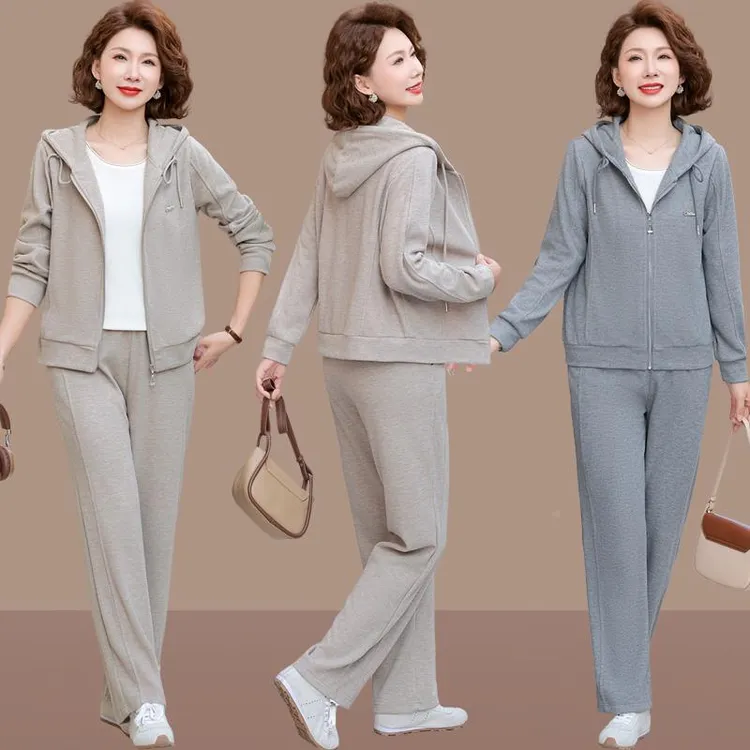 中年休闲运动套装春装40岁中老年女士外套妈妈春季两件套长袖上衣