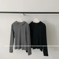 CAICAI秋冬叠穿慵懒风显瘦连帽卫衣女高级感韩系简约休闲高领帽衫