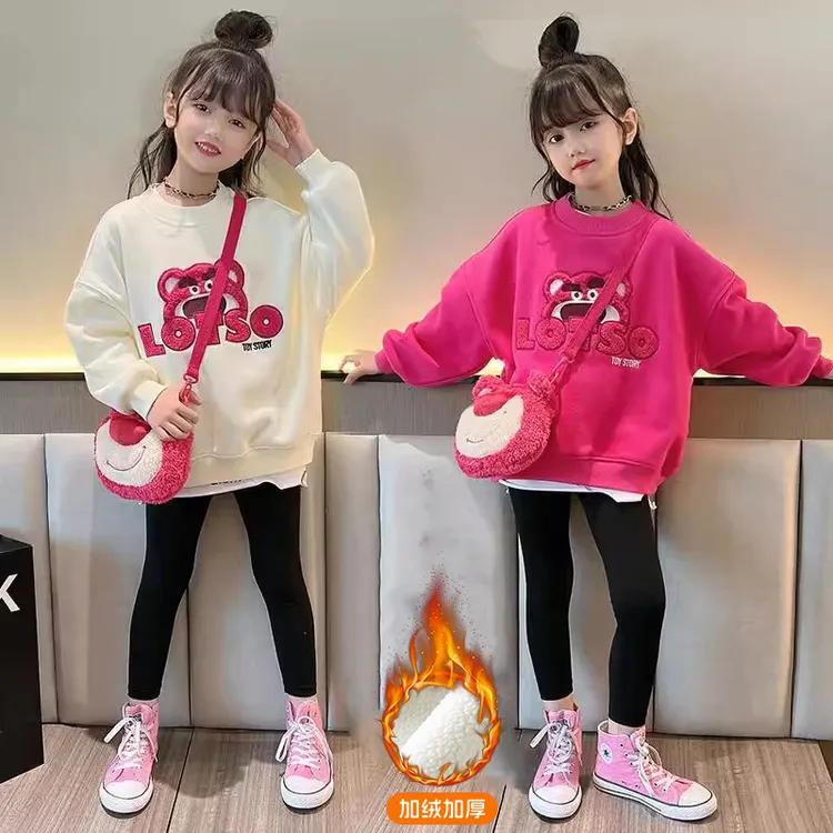 女童宽松卫衣2025洋气新款秋冬装儿童外套加绒打底衫大童女孩秋季