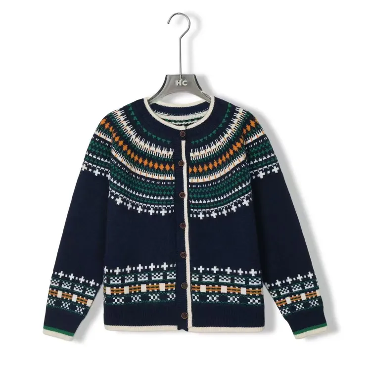 【雪花】费尔岛-双织提花设计师秋冬气质针织衫开衫上衣女0225【LY】