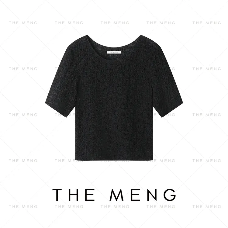 THE MENG【海豚】精纺天丝泡泡纱极简松弛短袖T恤#M252D0087