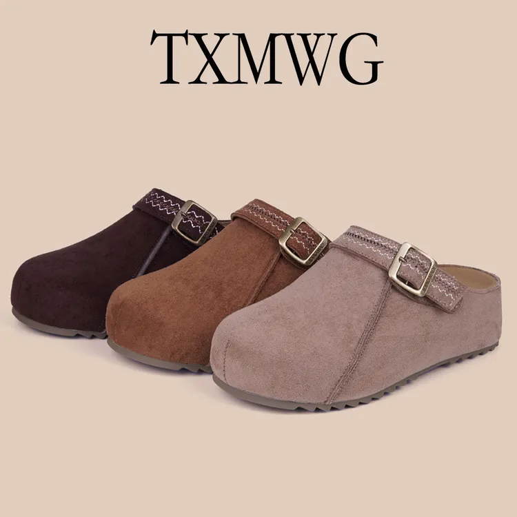 【现货运费险】TXMWG 品牌5cm厚底包头拖女小个子增高女鞋秋季半拖女勃肯9087