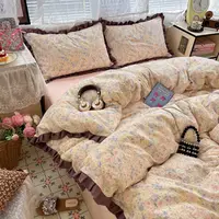 【繁梦蔷薇双层纱印花花边款四件套200cm*230cm】（30天免费试睡）