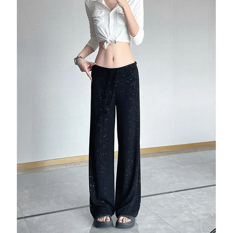 秋季辣妹闪闪亮片垂垂裤 潮流宽松直筒休闲裤 178