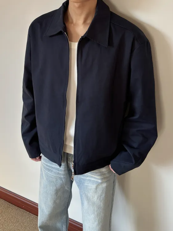 布老哥Blog简约基础通勤cleanfit短宽夹克宽松显高翻领外套秋W511