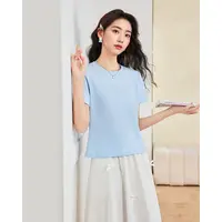 IEF/爱依服短袖上衣2025夏季新款韩版简约休闲通勤百搭正肩T恤女