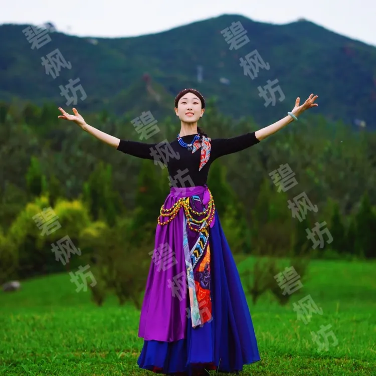 藏族舞装饰裙片紫色飘逸设计百搭时尚民族风广场舞装饰品