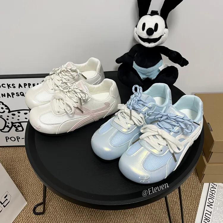 【ELEVEN】双鞋带网面德训鞋子女2025学生党透气板鞋百搭小白鞋