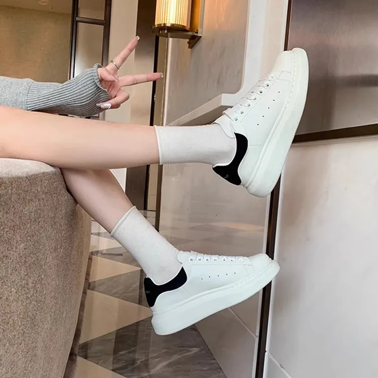 【昆家平替正确版】头层牛皮小白鞋/4.5cm软底增高/情侣厚底休闲鞋