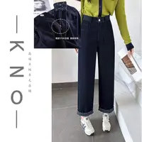 【KNO】25303MJL秋冬新款印花圈边休闲微阔腿裤时尚休闲百搭宽松