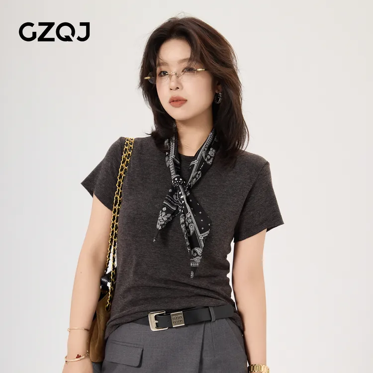 老琴私服【浪漫书签】欧若风韩版潮流圆领短袖丝巾针织衫女秋31202