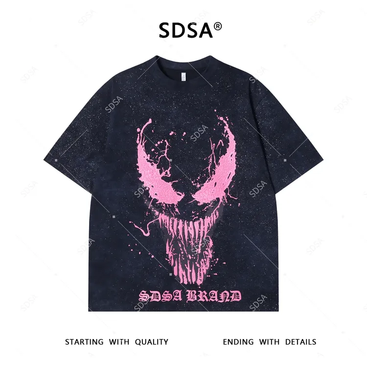 夏季高级感新款男士满天星印花字母短袖T恤百搭嘻哈痞帅圆领上衣