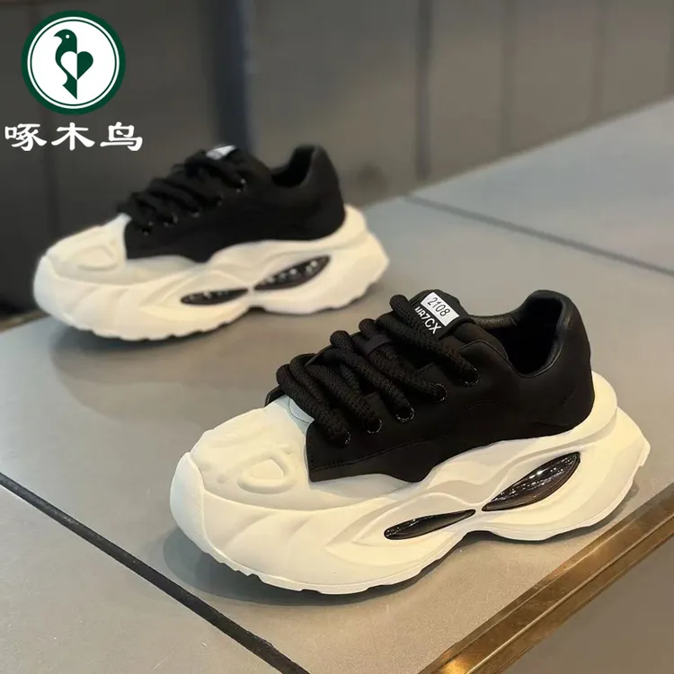 啄木鸟男鞋冬季新款时尚厚底增高休闲老爹鞋子男款百搭运动阿甘鞋