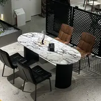 【春哥严选】意式极简宝格丽花色大理石餐桌现代简约岛台圆桌餐桌AP