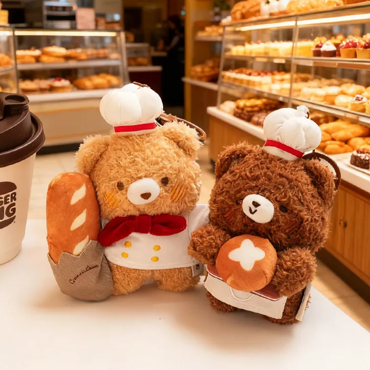 正版麦芬熊面包屋卡通创意面包小熊公仔挂件趣味钥匙扣情侣礼物女