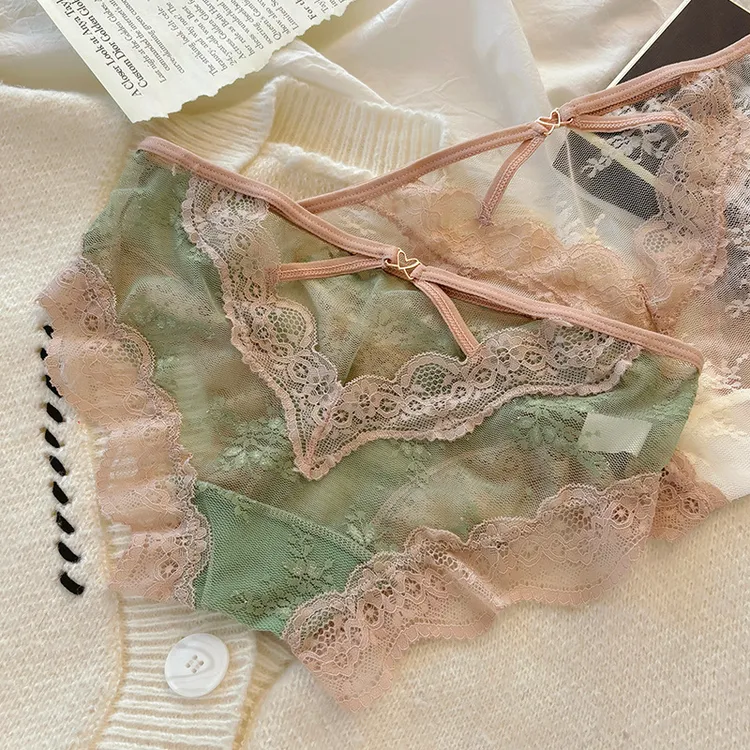 蕾丝内裤女士法式网纱提花春夏季薄款舒适透气少女学生三角短裤头