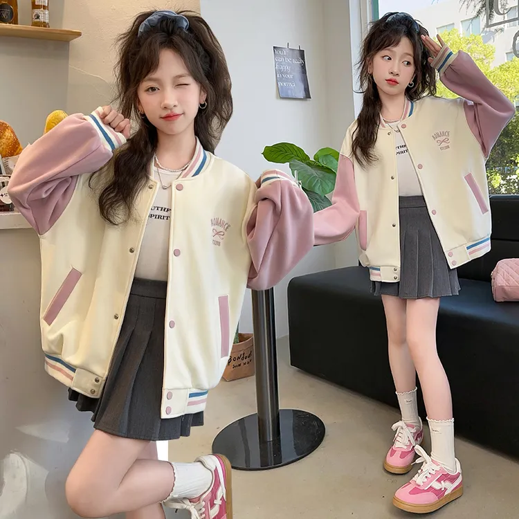 女童外套春秋2025新款6-12岁15岁中大童休闲运动洋气小女孩棒球服
