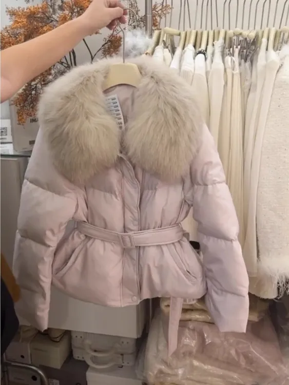 高充气质大毛领高级感棉服女装2025冬季新款版型巨好看的保暖短款