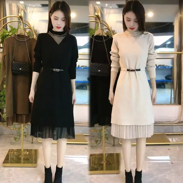 秋季连衣裙气质高级感宽松时尚收腰洋气高端大气上档次打底针织裙