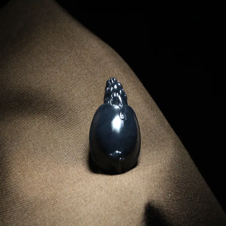 天然和田玉墨玉龙龟吊坠 龙龟手机挂 配饰 尺寸18/25/13.5mm7.74g