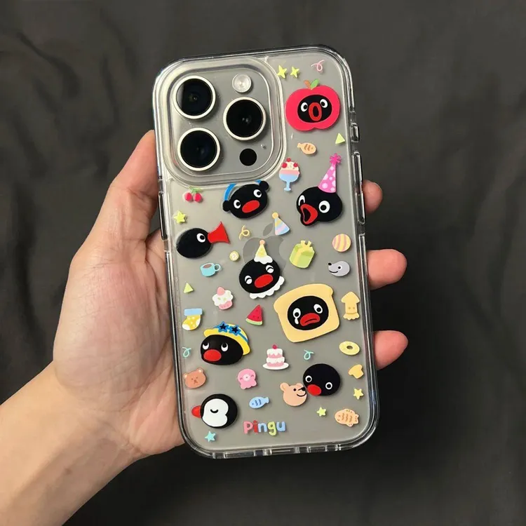 欧克里里可爱企鹅派对太空壳适用苹果16手机壳华为vivo小米15oppo