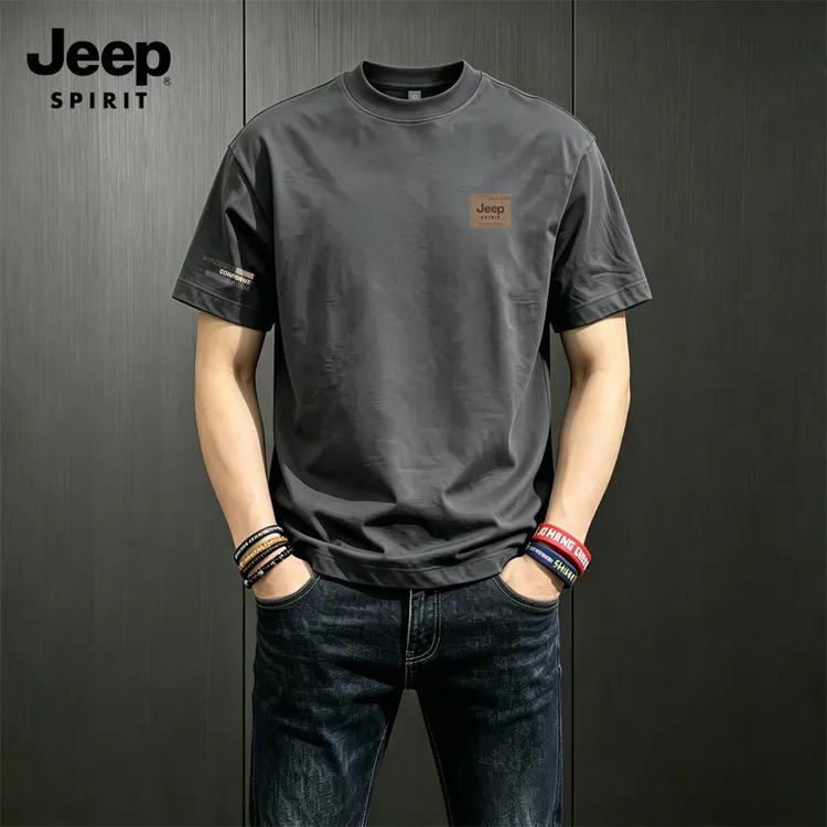 JEEP SPIRIT短袖男款2026新款纯棉宽松男士上衣服夏季潮牌简约t恤