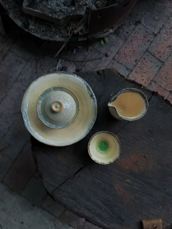 阿馨手作 复古开片陶瓷杯 复古开片盖碗公道杯壶承主人杯可养茶线