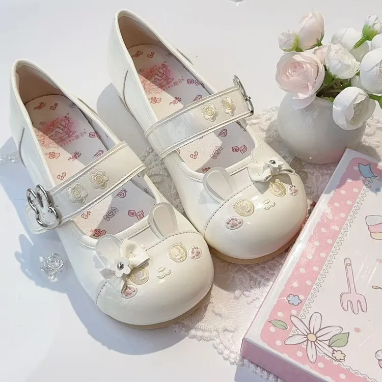 砂糖小兔 蜜糖茶茶原创lolita圆头浅口甜美可爱蝴蝶结平底lo单鞋