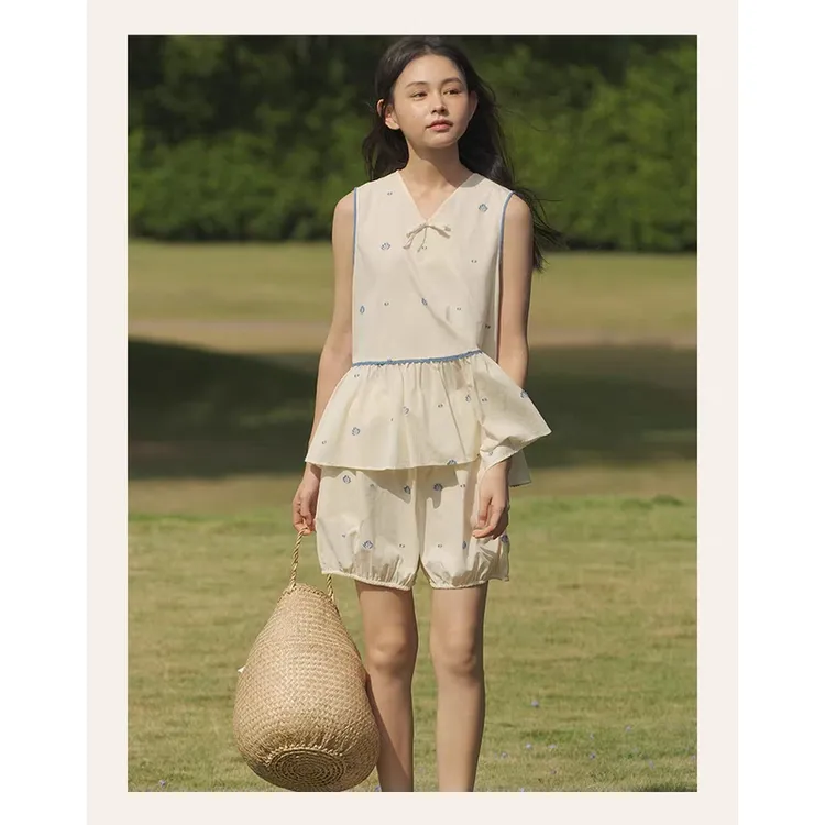 《晴菲专属》251-191 女朵朵可可夏季无袖背心短裤套装两件套