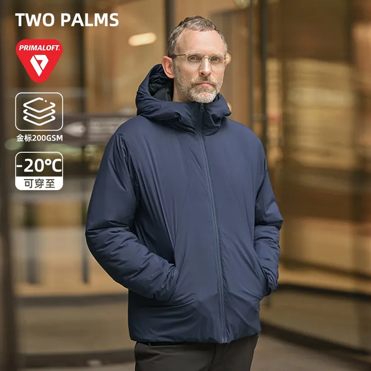TWO PALMS PrimaLoft金标p棉 加厚保暖连帽棉服外套棉衣男士冬季
