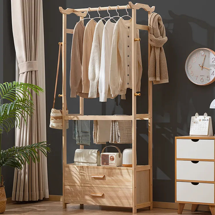 挂衣架落地式卧室衣帽架子置物临时开放式衣柜床边晚上放衣服神器