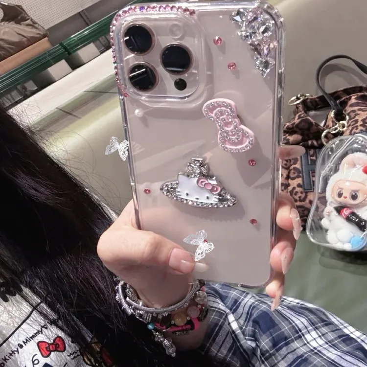 立体旋转蝴蝶结闪钻适用于苹果iPhone17promax手机壳16可爱15KT