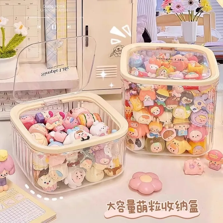 家用桌面收纳盒按压弹盖式大容量化妆品杂物收纳整理多功能收纳盒