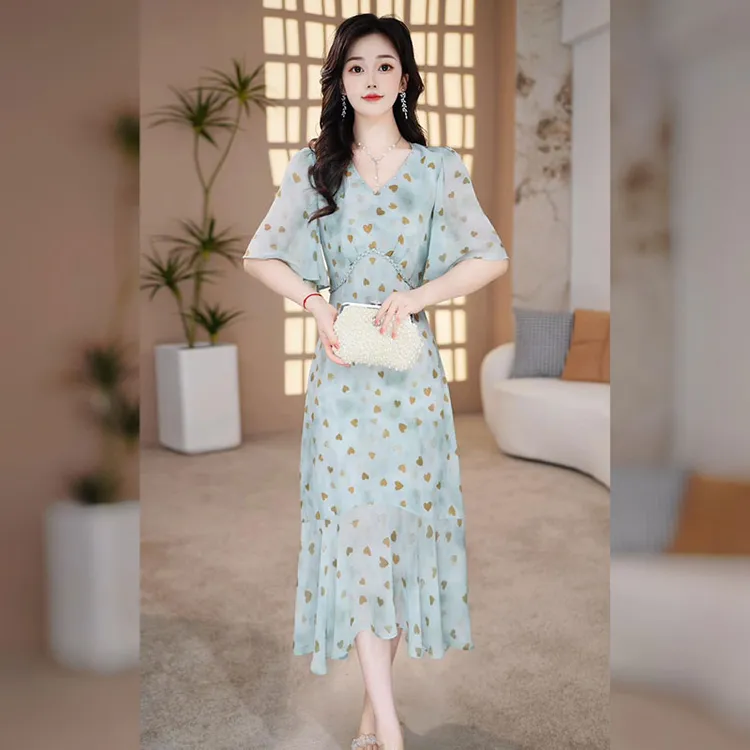 【千羽定制】法式碎花连衣裙2025年夏季新款气质女人味显瘦鱼尾裙子