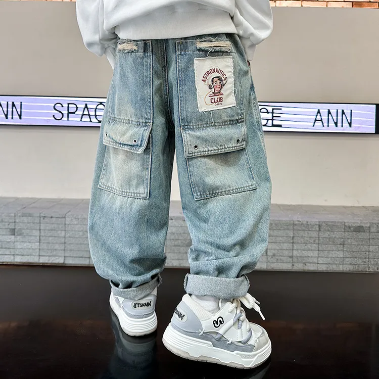男童牛仔裤春秋款2025新款中大儿童春装裤子男孩春季休闲裤帅气潮