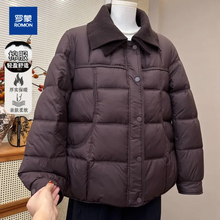 罗蒙妈妈装轻薄保暖棉服外套冬季新款洋气宽松加厚棉衣中老年棉袄