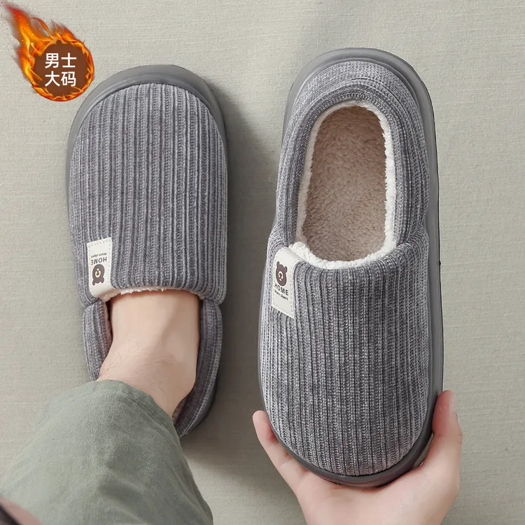 猫力包跟棉拖鞋男士冬季保暖防滑加绒加厚底家居大码棉拖鞋男款冬