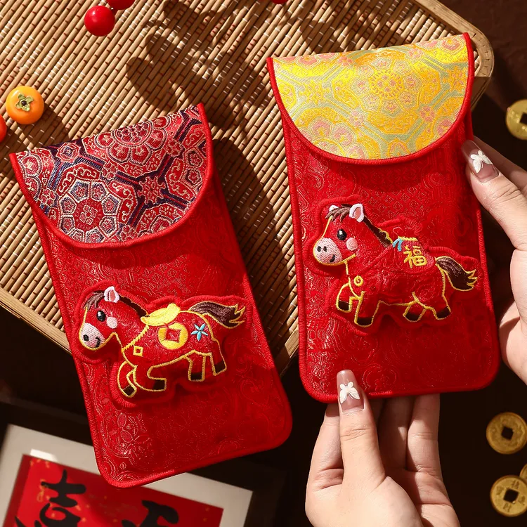 菲寻马年布艺红包袋2026新款春节生肖儿童过年压岁钱包新年利是封