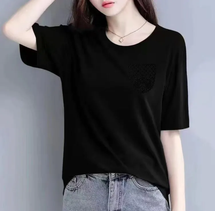 五分袖蕾丝兜打底衫