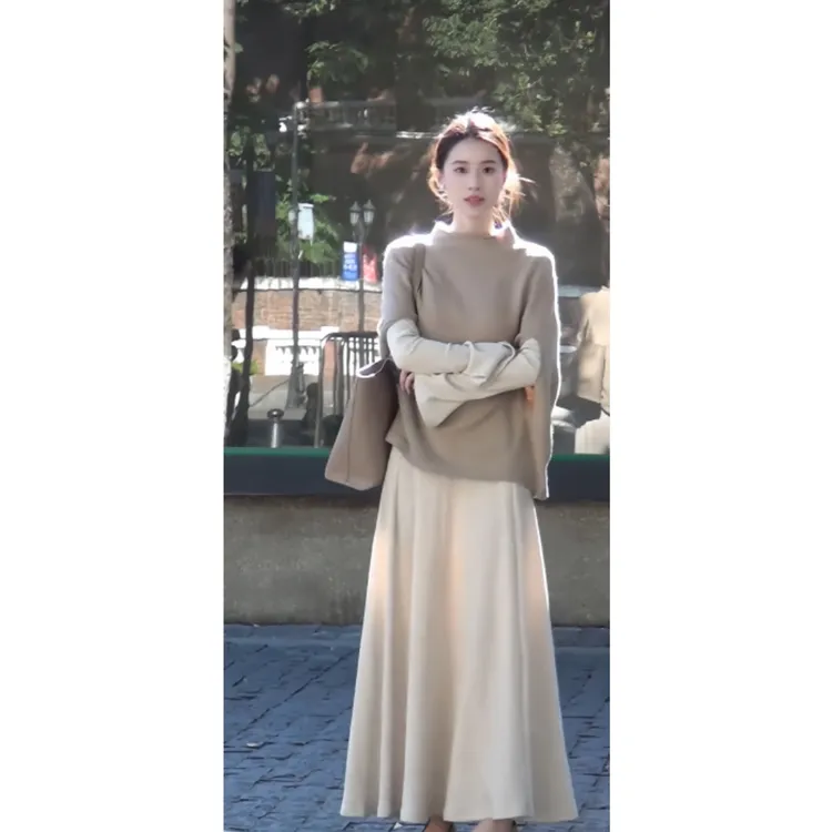 2026春秋新款气质优雅小众设计小香风斗篷披肩打底衫半身裙三件套