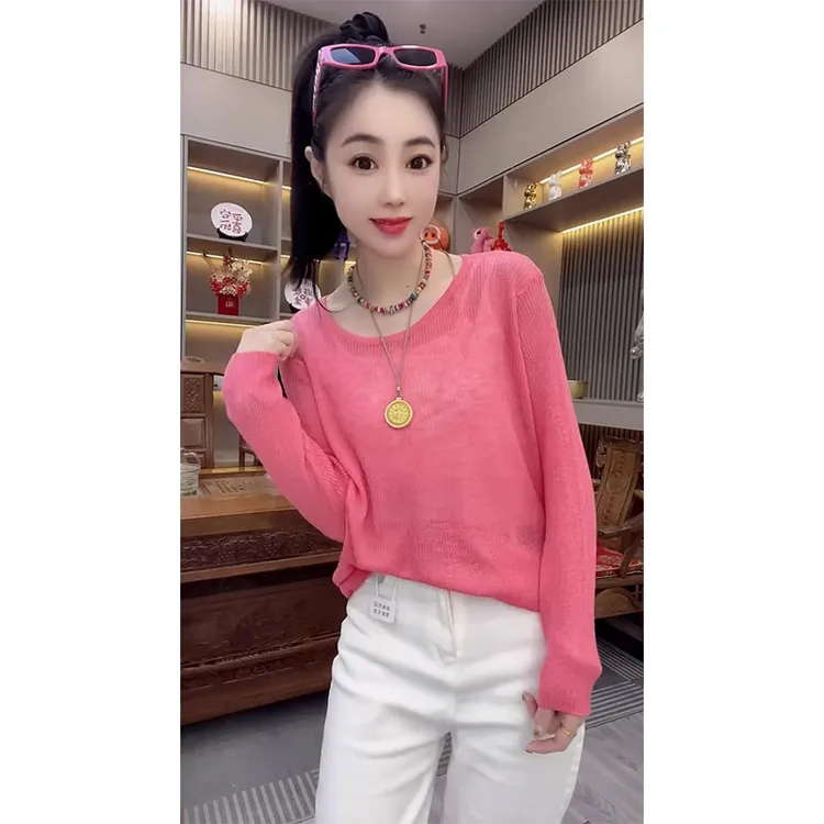 高级感冰丝针织衫女春夏季新款设计感小众后背开叉薄款防晒罩衫